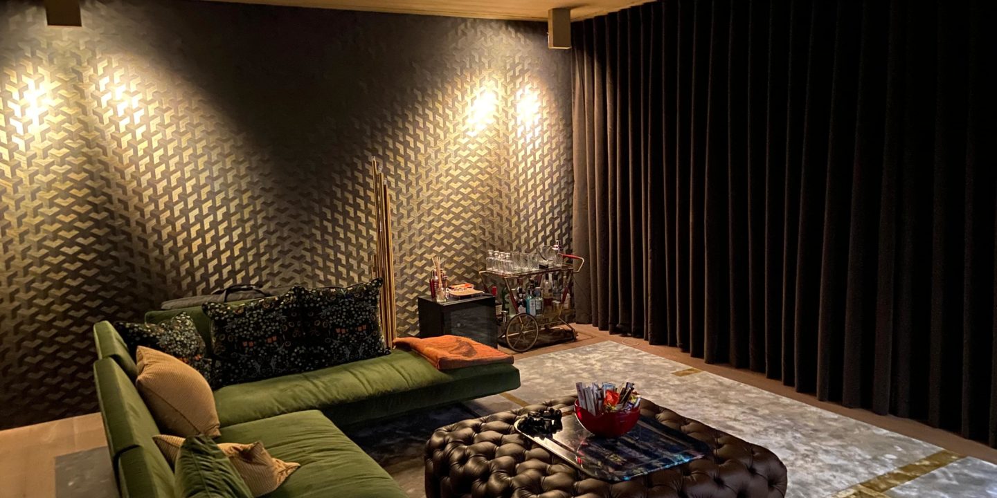 Crestron smart home control on iPad with AquaVision mirror TV installation by Vertex AV London